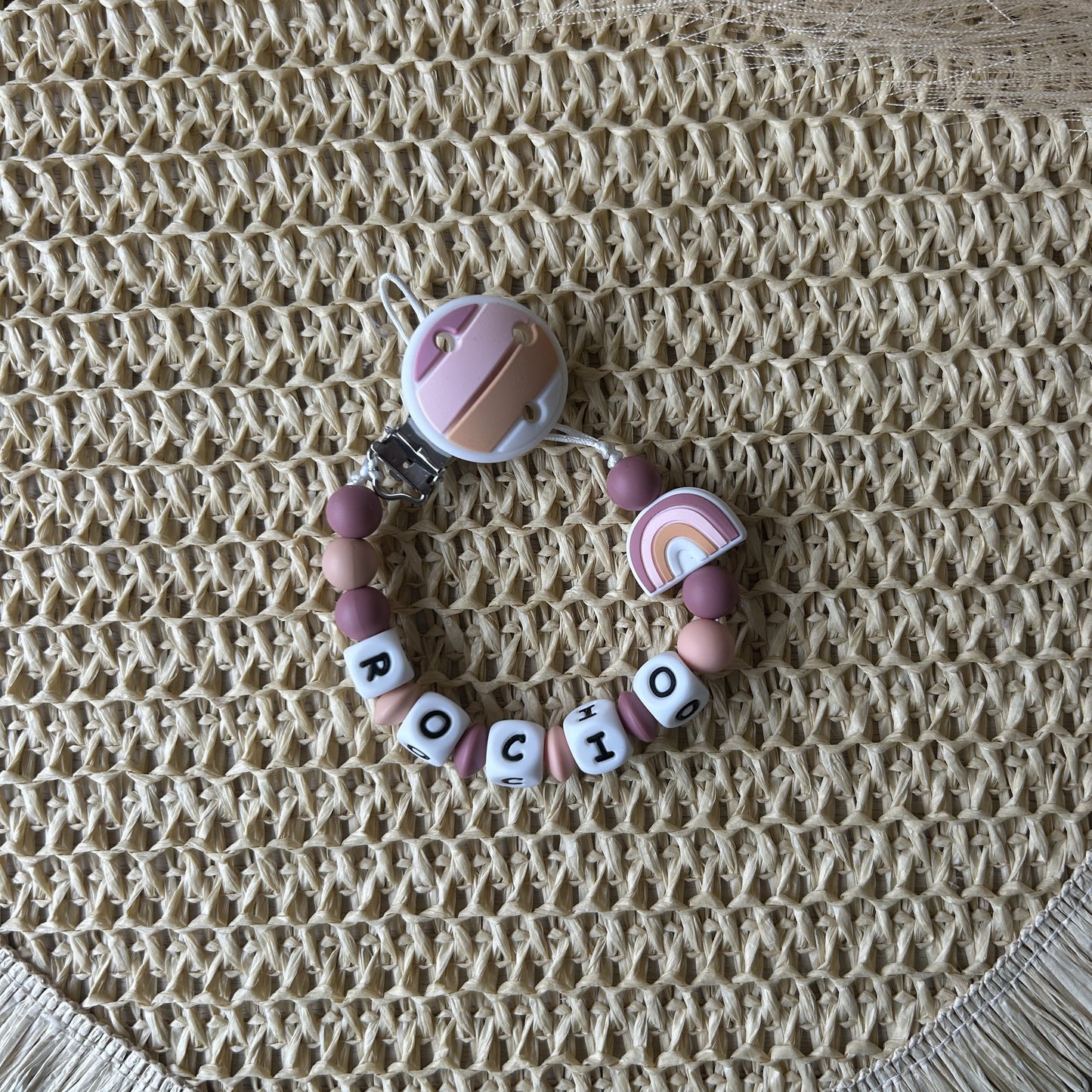 Chupetero Silicona Clip arcoíris Personalizado