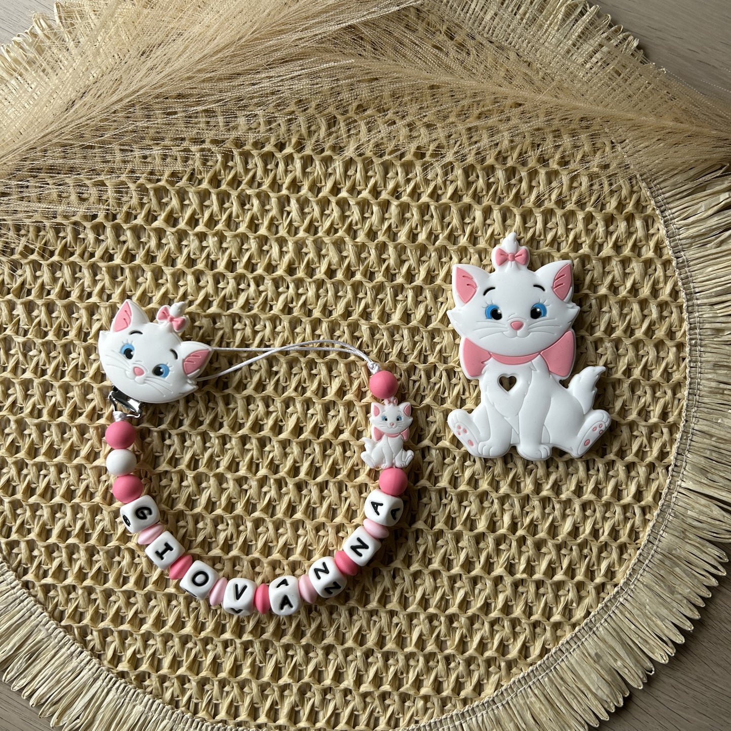 Chupetero Silicona Gatita Marie Personalizado