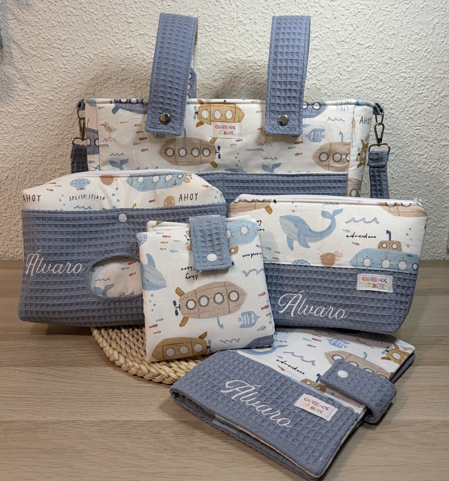 Pack Bolso Grande, Neceser Pañalera, Portadocumentos, Neceser y Cambiador