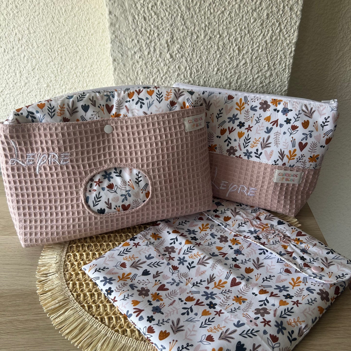 Pack Pañalera + Neceser Dúo + Bolsa Muda Impermeable | Pack Nacimiento