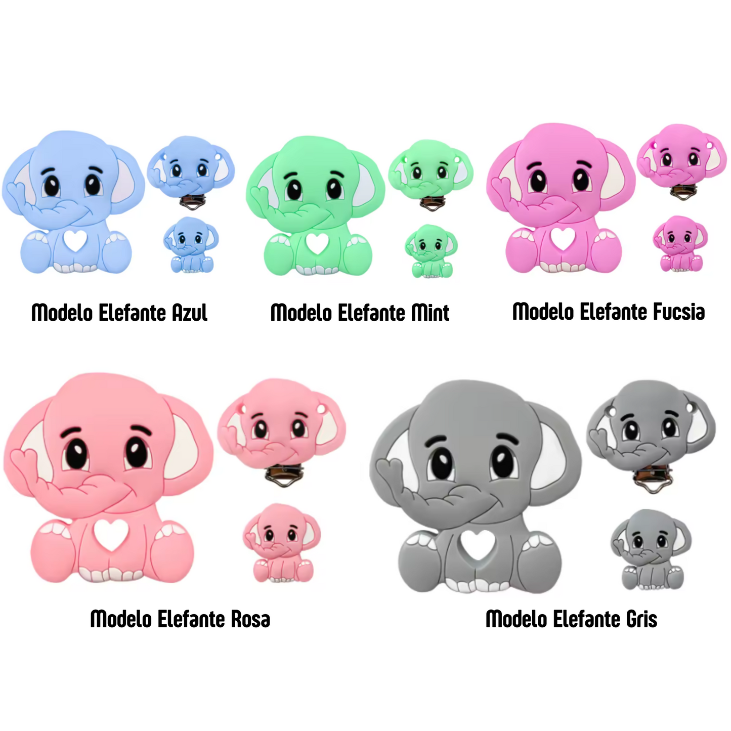 Chupetero Silicona Elefante Personalizado