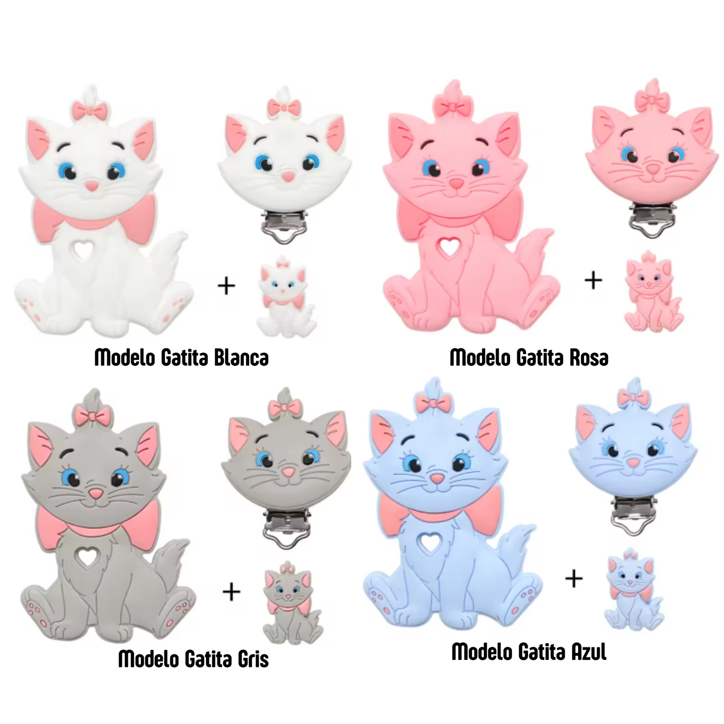 Chupetero Silicona Gatita Marie Personalizado