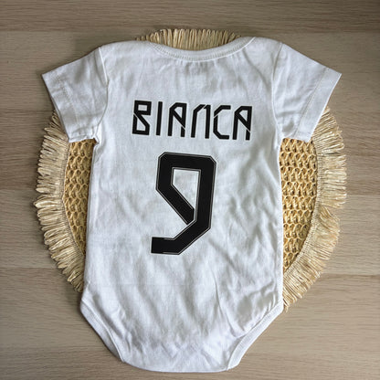 Body bebé Real Madrid personalizado con nombre