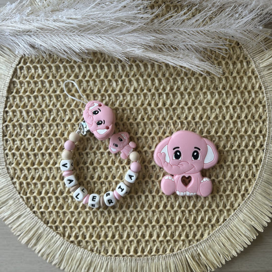 Chupetero Silicona Elefante Personalizado