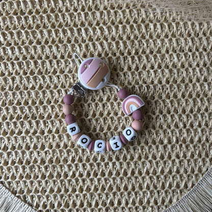 Chupetero Silicona Clip arcoíris Personalizado
