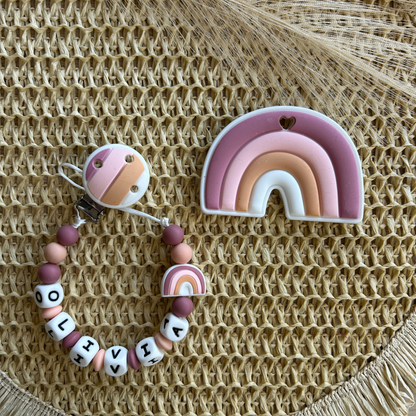 Chupetero Silicona Clip arcoíris Personalizado