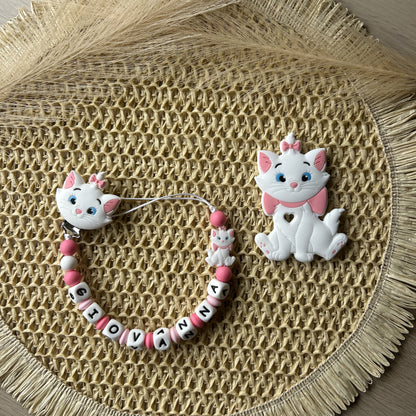 Chupetero Silicona Gatita Marie Personalizado