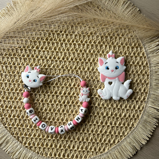 Chupetero Silicona Gatita Marie Personalizado