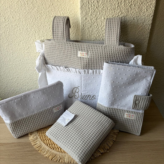 Canastilla Esencial (Portatoallitas o Portadocumentos) + Bolso Panera Grande Personalizado