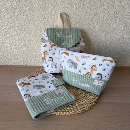 Pack Mochila Infantil, Portadocumentos y Neceser Personalizado