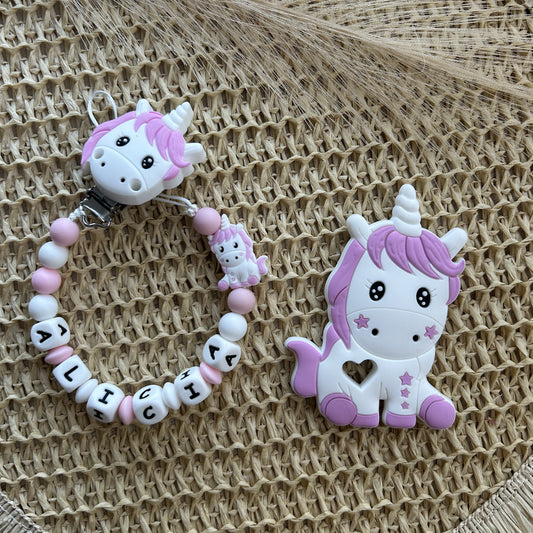 Chupetero Silicona Unicornio Personalizado